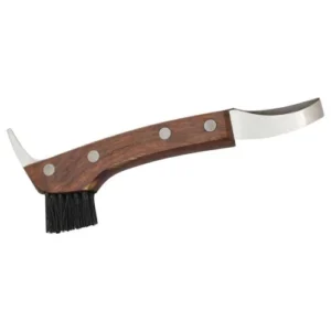 Wooden-Handle Hoof Pick with Brush